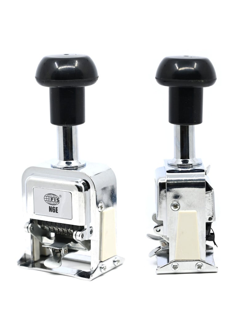 FIS آلة ترقيم FIS شديدة التحمل مكونة من 6 أرقام مع زجاجة حبر و2 وسادة جافة، أوتوماتيكية، لون كروم إنجليزي -FSNMN6E - Image 5