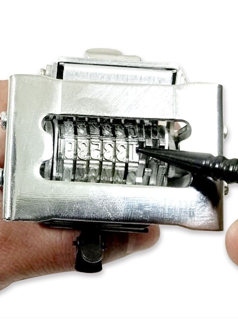 FIS آلة ترقيم FIS شديدة التحمل مكونة من 6 أرقام مع زجاجة حبر و2 وسادة جافة، أوتوماتيكية، لون كروم إنجليزي -FSNMN6E - Image 3