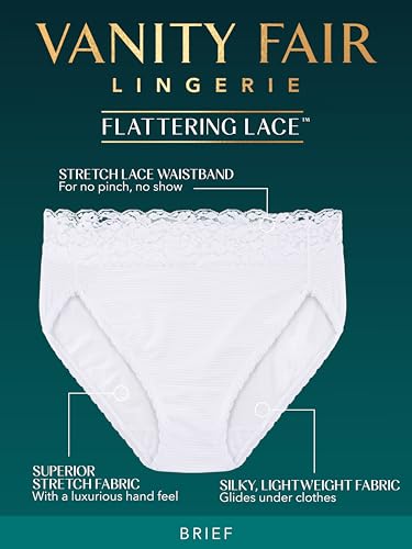 Vanity Fair Women's Flattering Lace Panties: Lightweight & Silky with Superior Stretch, White, 7 - Image 3