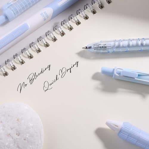 VideMundi 5 Count Pastel Gel Ink Pen Set,Cute Note Taking 0.5mm Fine Point Retractable 5 Count Black Ink Pens for Writing, Journaling, School, Office (Light Blue) - Image 4