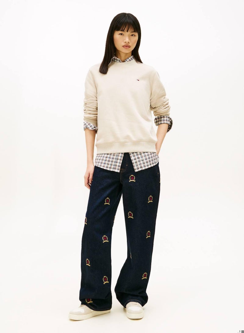 TOMMY JEANS Flag Embroidery Fleece Sweatshirt - Image 3