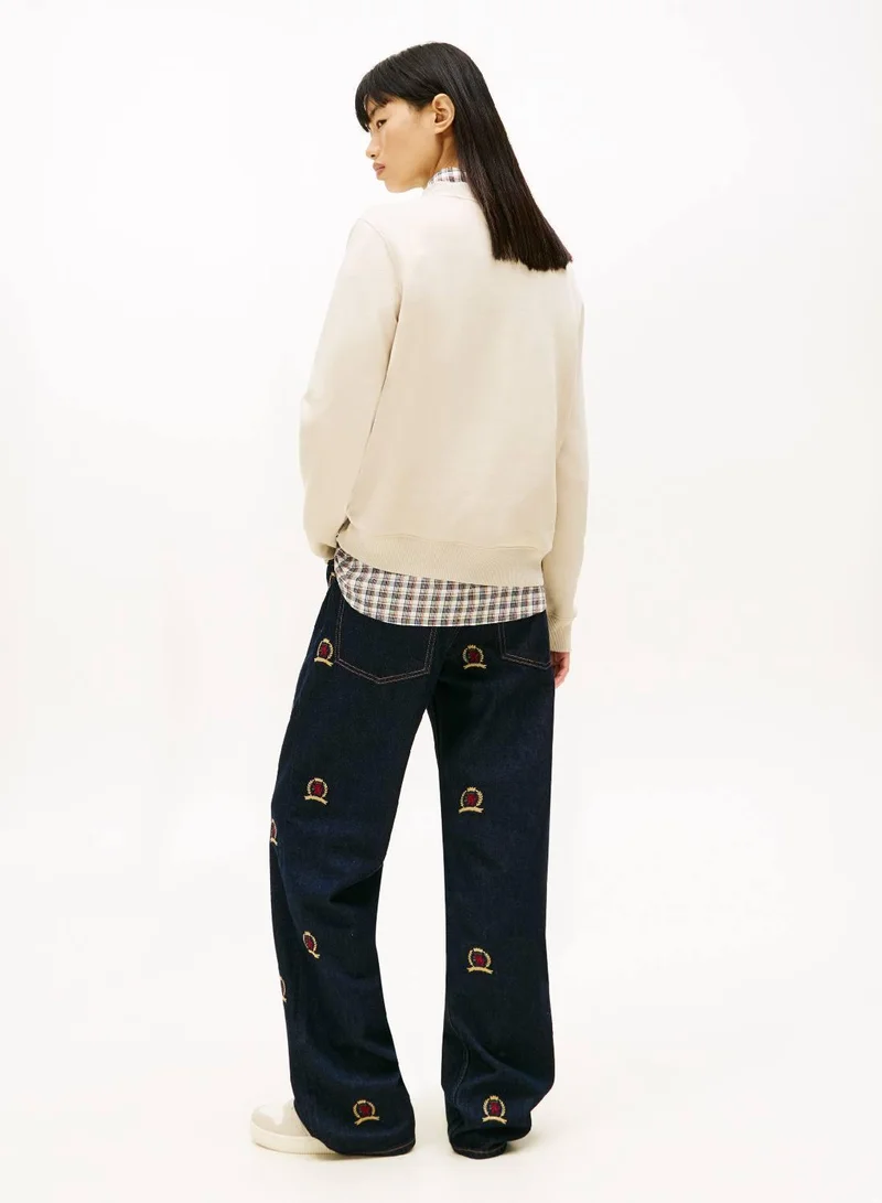 TOMMY JEANS Flag Embroidery Fleece Sweatshirt