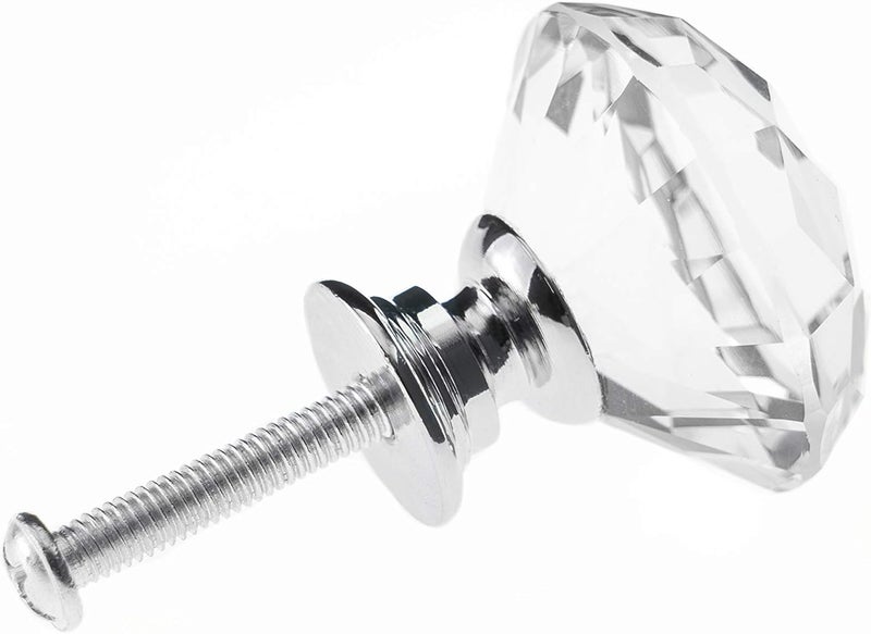 YourGift 12 Pack Drawer Knobs Diamond Shaped Crystal Glass 30mm Cabinet Knobs Pull Handles (Silver) - Image 4
