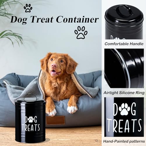 NIXBYO Dog Treat Container Airtight, Dog Treat Jar with Lid - 9x5.5'' Metal Dog Cookie Jar for Farmhouse Kitchen Counter, Black Pet Treat Container, Dog Treat Storage Container for Dogs, Cats - Image 4