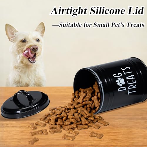NIXBYO Dog Treat Container Airtight, Dog Treat Jar with Lid - 9x5.5'' Metal Dog Cookie Jar for Farmhouse Kitchen Counter, Black Pet Treat Container, Dog Treat Storage Container for Dogs, Cats - Image 3