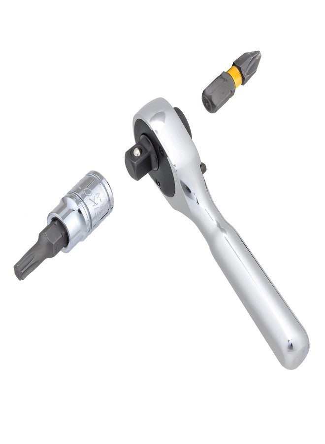 Neiko 03002A Stubby Ratchet, 1/4 Inch Ratchet Wrench and Bit Driver, 108-Tooth Reversible Ratchet, 3.3 Degree, Mini 1/4 Ratchet Drive, Oval Head Wrench, CR-V Steel Quarter Inch Small Ratchet Wrench - Image 4