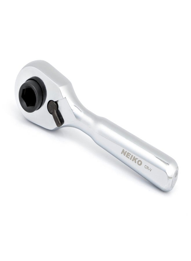 Neiko 03002A Stubby Ratchet, 1/4 Inch Ratchet Wrench and Bit Driver, 108-Tooth Reversible Ratchet, 3.3 Degree, Mini 1/4 Ratchet Drive, Oval Head Wrench, CR-V Steel Quarter Inch Small Ratchet Wrench - Image 1
