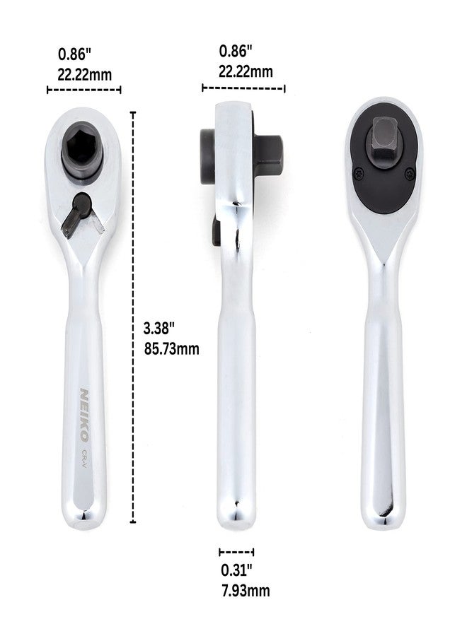 Neiko 03002A Stubby Ratchet, 1/4 Inch Ratchet Wrench and Bit Driver, 108-Tooth Reversible Ratchet, 3.3 Degree, Mini 1/4 Ratchet Drive, Oval Head Wrench, CR-V Steel Quarter Inch Small Ratchet Wrench - Image 2
