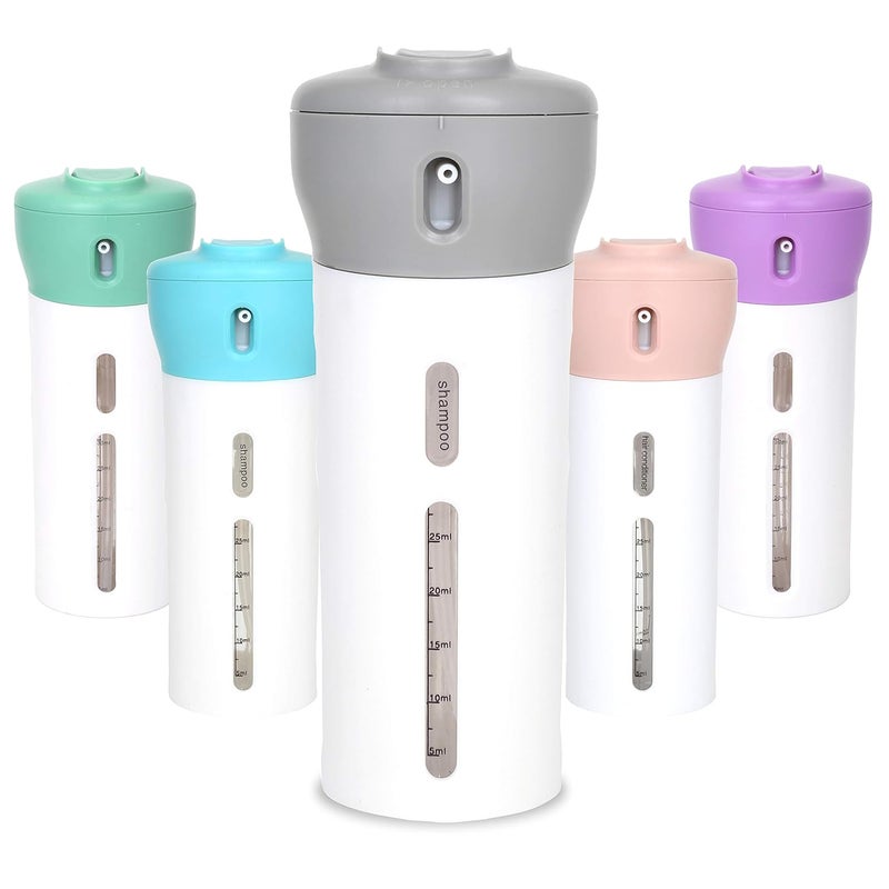 Travigo Travigo 4in1 Travel Dispenser Bottle Set Includes Four 40 mL Cosmetic Toiletries TSA Approved Refillable Leakproof Liquid Containers for Shampoo Lotions Skincare Makeup Products Gray Plastic - Image 1