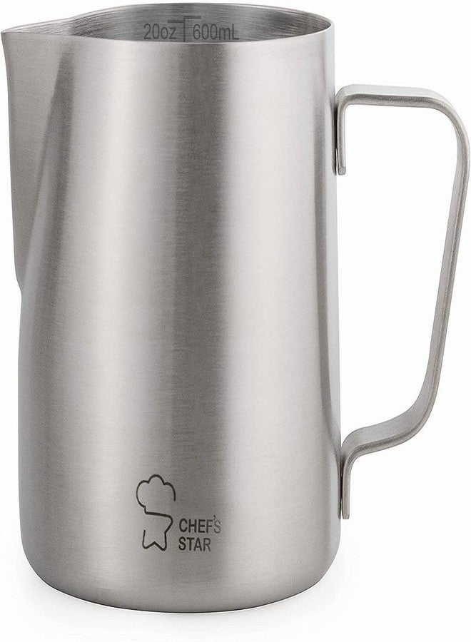 Chef's Star Stainless Steel Milk Frothing Pitcher, Frothing Cup for Milk Steamer and Frother for Coffee Cappuccino Latte and Espresso Machine, Espresso Machine Accessories Steaming Pitcher (20 oz) - Image 1