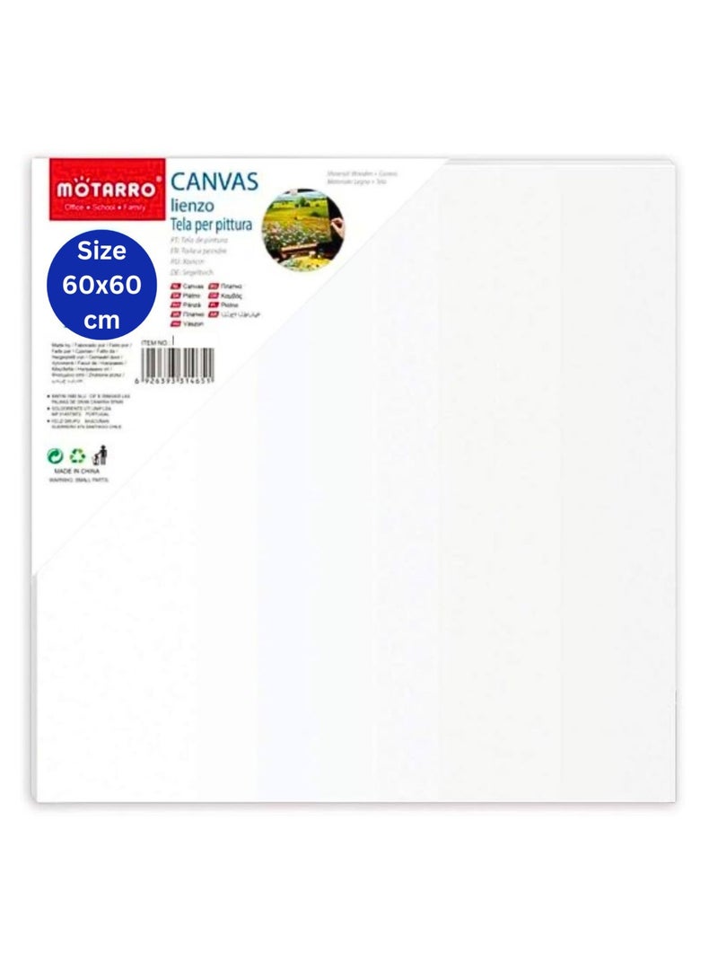 MOTARRO Stretched Canvas 60X60CM  White Cotton Artist Canvas Boards for Painting Acrylic Pouring Oil Paint Dry & Wet Art Media  - Image 2