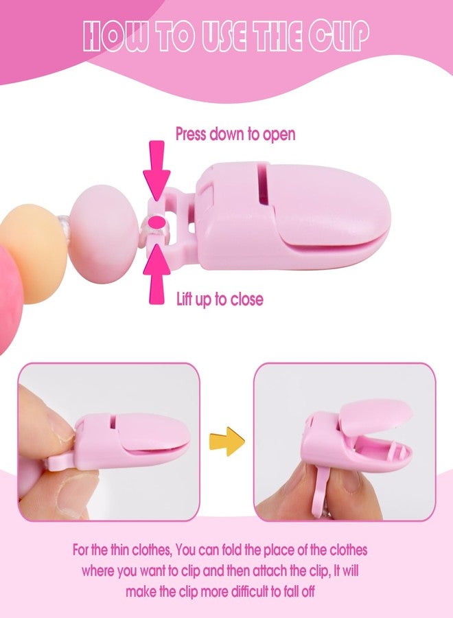 Aori Pacifier Clips for Rebron Baby Dolls Silicone Holders Clips with Magnetic Pacifier -Pink - Image 5