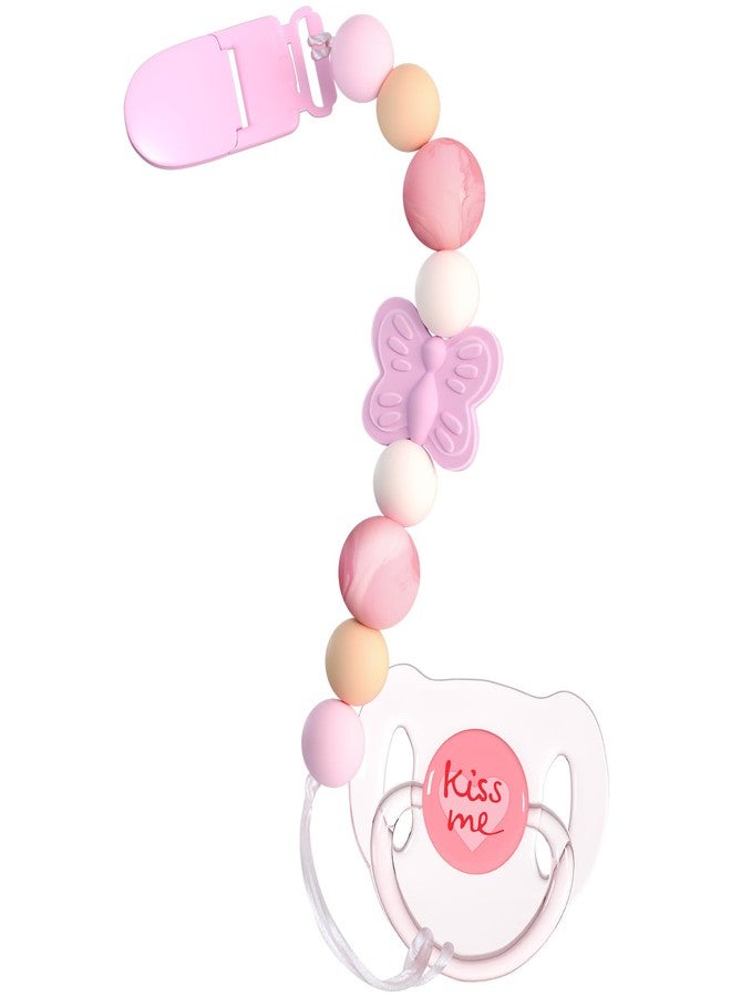 Aori Pacifier Clips for Rebron Baby Dolls Silicone Holders Clips with Magnetic Pacifier -Pink - Image 1