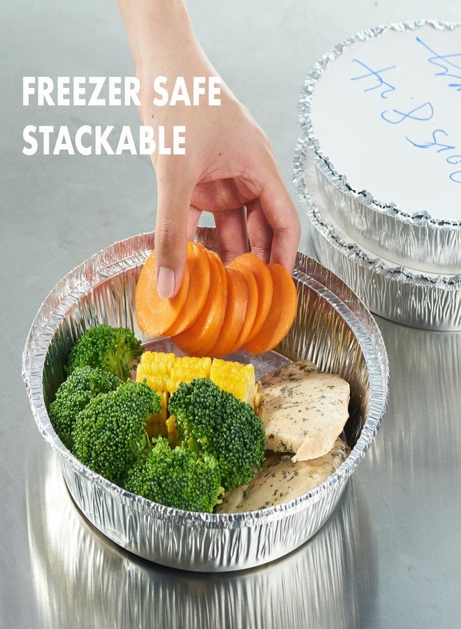 CURTA 50 Pack 9" Disposable Aluminum Foil Pans with Paper Lids | Great for Broiling, Baking, Storage, Roasting, Takeout, Air Fryer - Image 3