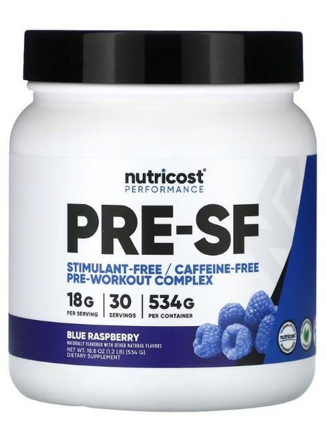 Nutricost Performance Pre Sf Stimulant Free Pre Workout Complex Blue Raspberry 1.2 Lb 534 G - Image 1