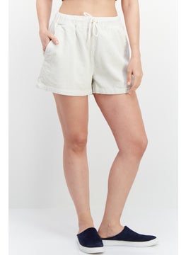 Women Ribbed Basic Shorts, Off White