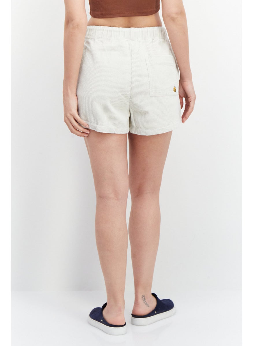 Misfit - Women Ribbed Basic Shorts, Off White - Image 1