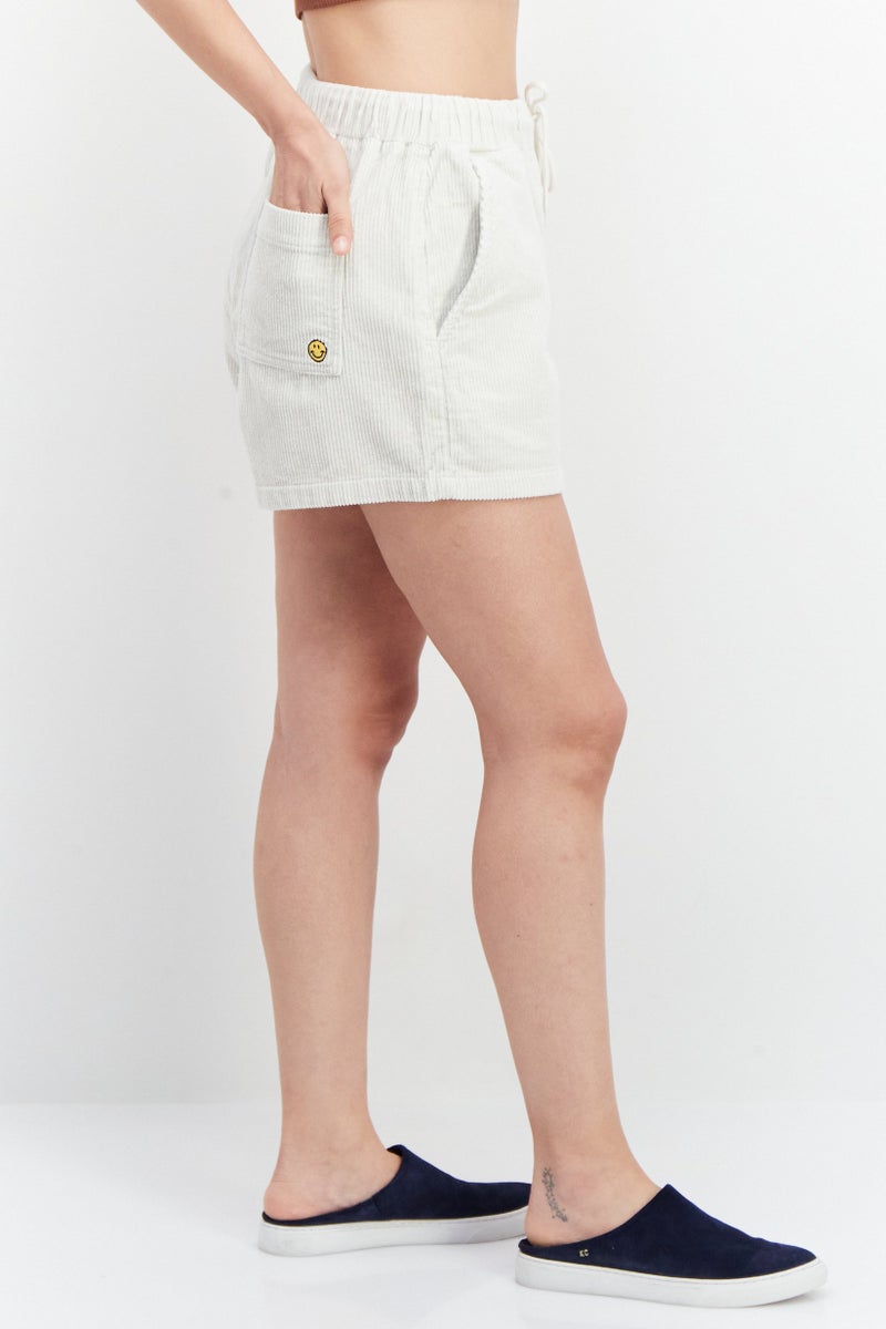 Misfit Women Ribbed Basic Shorts, Off White - Image 2