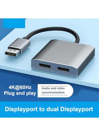 Dp to Dual Displayport Splitter, Dual 4K@60Hz Resolution, Converter Multi-Stream Transport (MST) Hub, DP to 2 Displayport Hub Multi Stream Transport Support 4K Resolution for Windows and Mac System - pzsku/ZDE28F9B51B2CDD16C8F6Z/45/_/1732499621/55bf32aa-e596-464c-a1a7-04abd5b21105