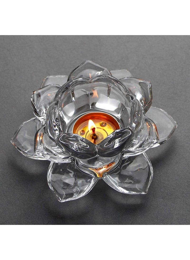 KD ZONE KD ZONE Italian Premium Exquisite Glass Lotus Flower Tea Light Candle Holder Perfect for Lighting Decoration Corporate GiftsHome Decor and Festival Like Diwali Christmas or Eid Set of 2 