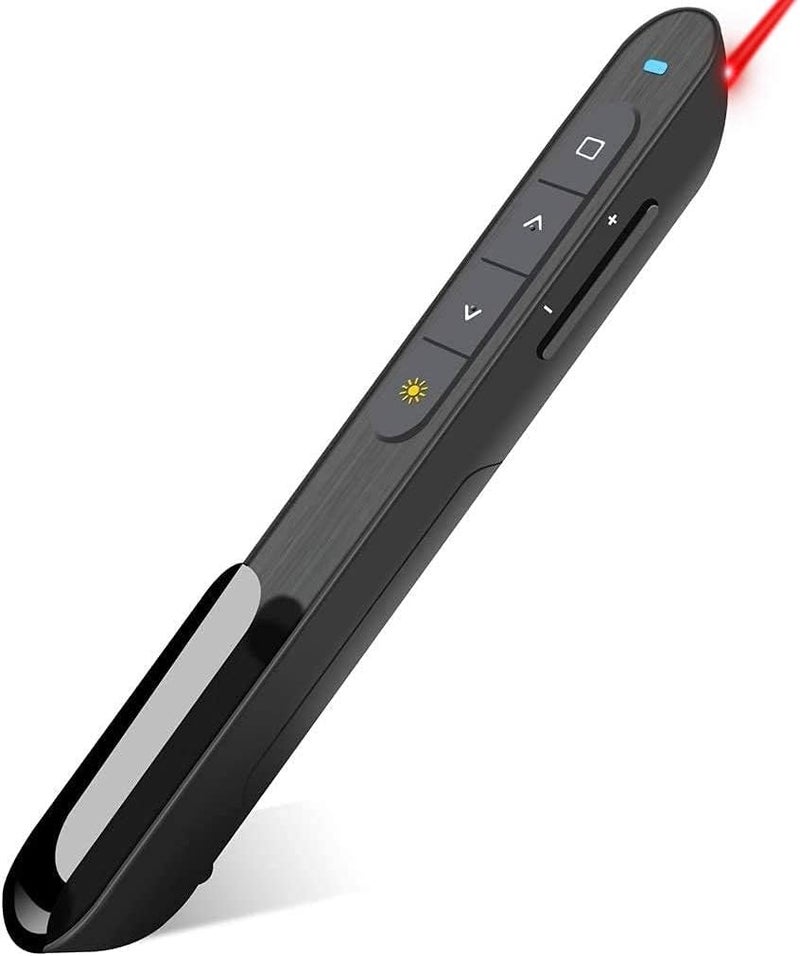DinoFire Wireless Presenter, Hyperlink Volume Control Presentation Clicker RF 2.4GHz USB PowerPoint Clicker Presentation Remote Control Pointer Slide Advancer (Black) - Image 1
