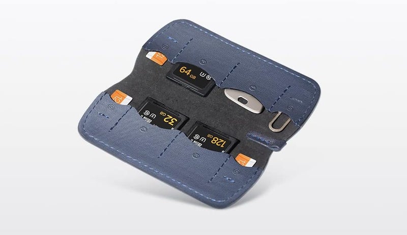 PGYTECH Memory Card Wallet Slim Wallet Cow Leather Memory Card Case Cow Leather Card Wallet（Deep Navy） - Image 2