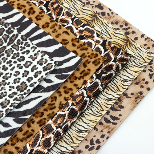 David accessories Metallic Leopard Zebra Pattern Printed Faux Leather Fabric Sheets 6 Pcs 7.7" x 12.9" (20 cm x 33 cm) Include 2 Kinds of Leather Fabric for DIY Bows Earrings (Leopard Printed Set) - Image 2