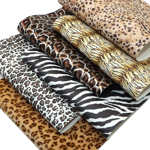 David accessories Metallic Leopard Zebra Pattern Printed Faux Leather Fabric Sheets 6 Pcs 7.7" x 12.9" (20 cm x 33 cm) Include 2 Kinds of Leather Fabric for DIY Bows Earrings (Leopard Printed Set) - Image 3
