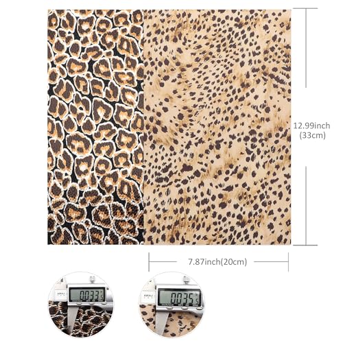 David accessories Metallic Leopard Zebra Pattern Printed Faux Leather Fabric Sheets 6 Pcs 7.7" x 12.9" (20 cm x 33 cm) Include 2 Kinds of Leather Fabric for DIY Bows Earrings (Leopard Printed Set) - Image 4
