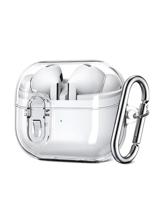 O Ozone Case For Samsung Galaxy Buds3 & Galaxy Buds 3 Pro Case Cover (2024), Clear Lock Clip Shockproof Hard Shell Protection Case with Carabiner  - Image 1