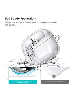 O Ozone Case For Samsung Galaxy Buds3 & Galaxy Buds 3 Pro Case Cover (2024), Clear Lock Clip Shockproof Hard Shell Protection Case with Carabiner  - Image 4