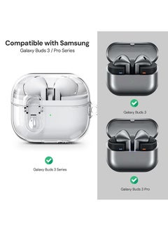 O Ozone Case For Samsung Galaxy Buds3 & Galaxy Buds 3 Pro Case Cover (2024), Clear Lock Clip Shockproof Hard Shell Protection Case with Carabiner  - Image 2