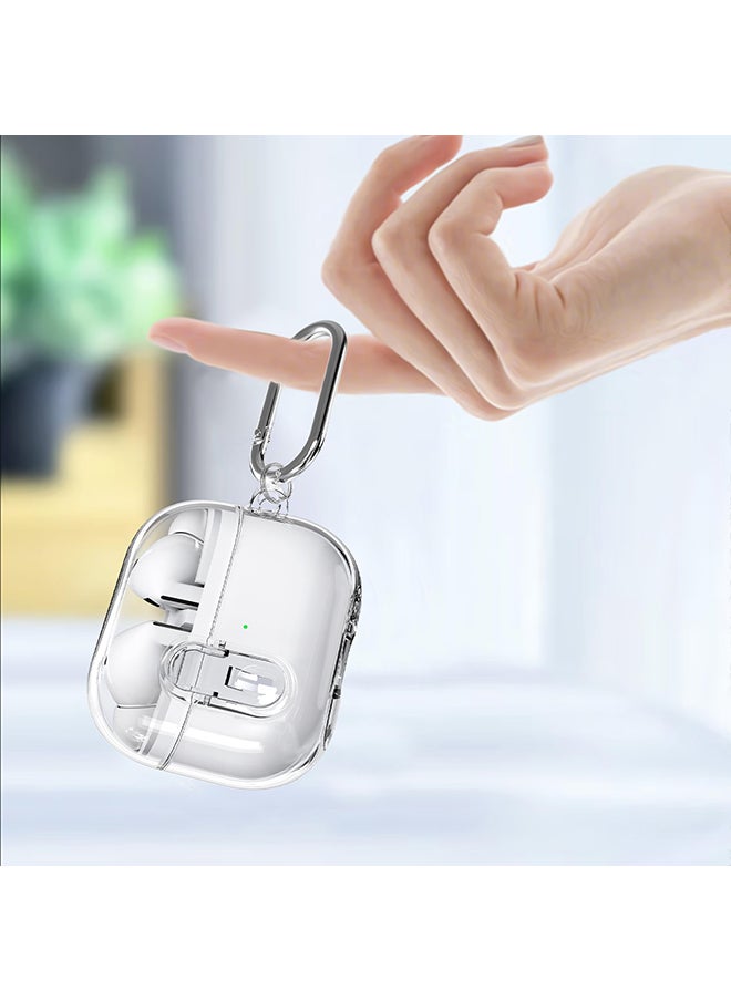 O Ozone - Case For Samsung Galaxy Buds3 & Galaxy Buds 3 Pro Case Cover (2024), Clear Lock Clip Shockproof Hard Shell Protection Case with Carabiner - Image 1