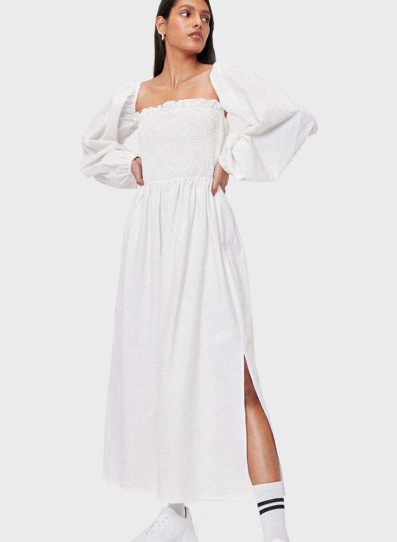 NASTY GAL Smocked Bodice Dress - Image 4