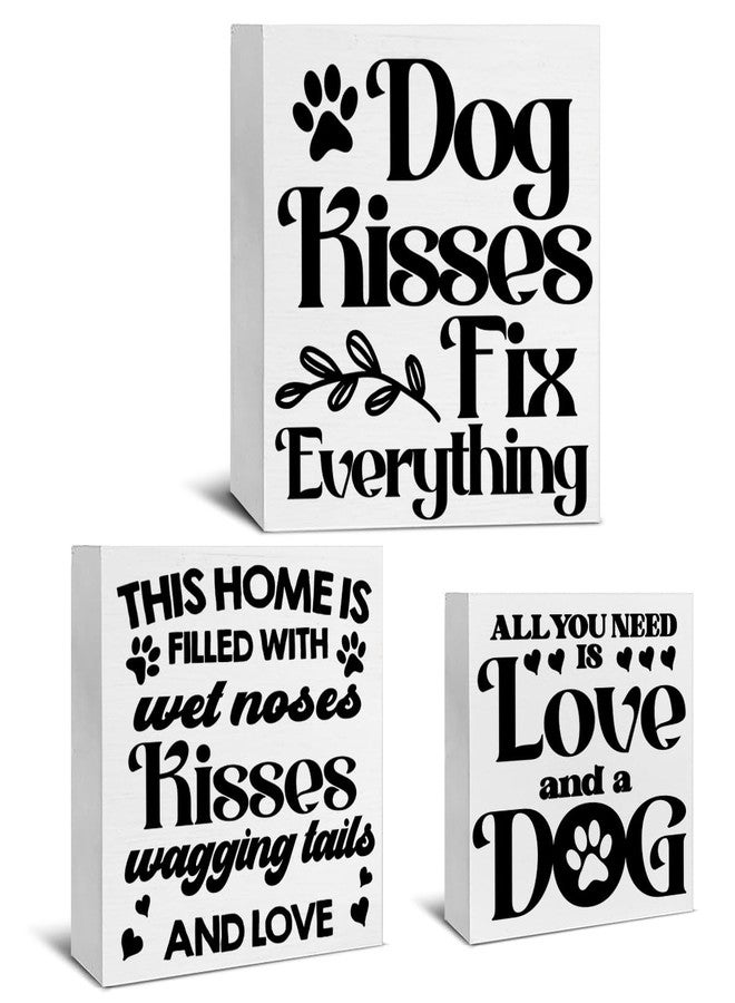 Nvhai 3 Pcs Dogs Wood Signs Decor Dog Lover Wood Block Sign Farmhouse Dog Themed Wooden Box Signs Decorations for Home Tiered Tray Desk Table Shelf - Image 1