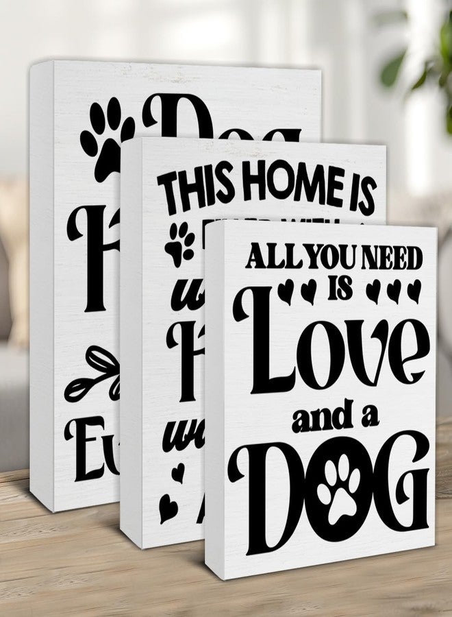 Nvhai 3 Pcs Dogs Wood Signs Decor Dog Lover Wood Block Sign Farmhouse Dog Themed Wooden Box Signs Decorations for Home Tiered Tray Desk Table Shelf - Image 3