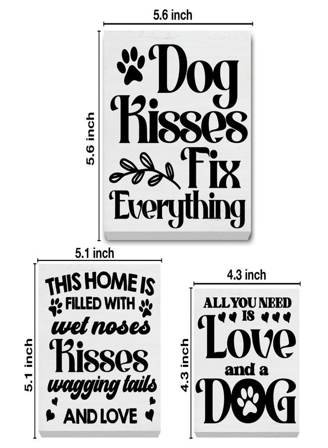 Nvhai 3 Pcs Dogs Wood Signs Decor Dog Lover Wood Block Sign Farmhouse Dog Themed Wooden Box Signs Decorations for Home Tiered Tray Desk Table Shelf - Image 2