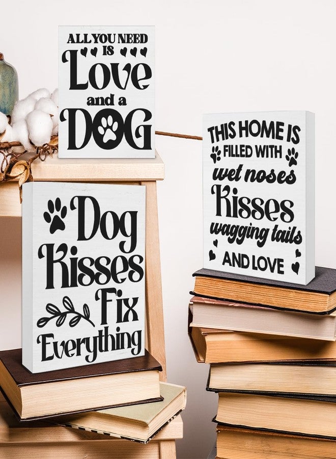 Nvhai 3 Pcs Dogs Wood Signs Decor Dog Lover Wood Block Sign Farmhouse Dog Themed Wooden Box Signs Decorations for Home Tiered Tray Desk Table Shelf - Image 5