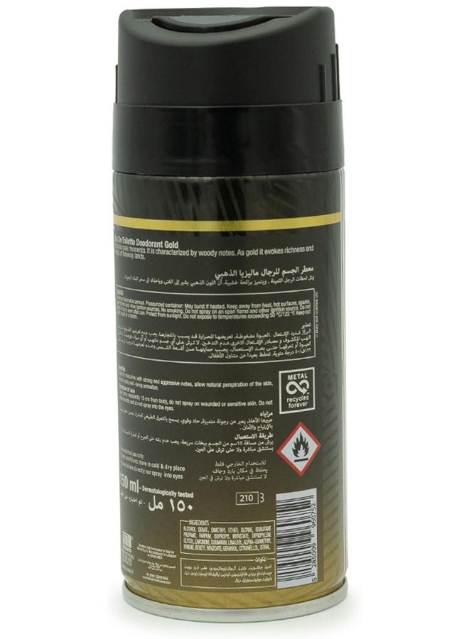 Malizia Uomo Deodorant Gold 150ml - Image 2