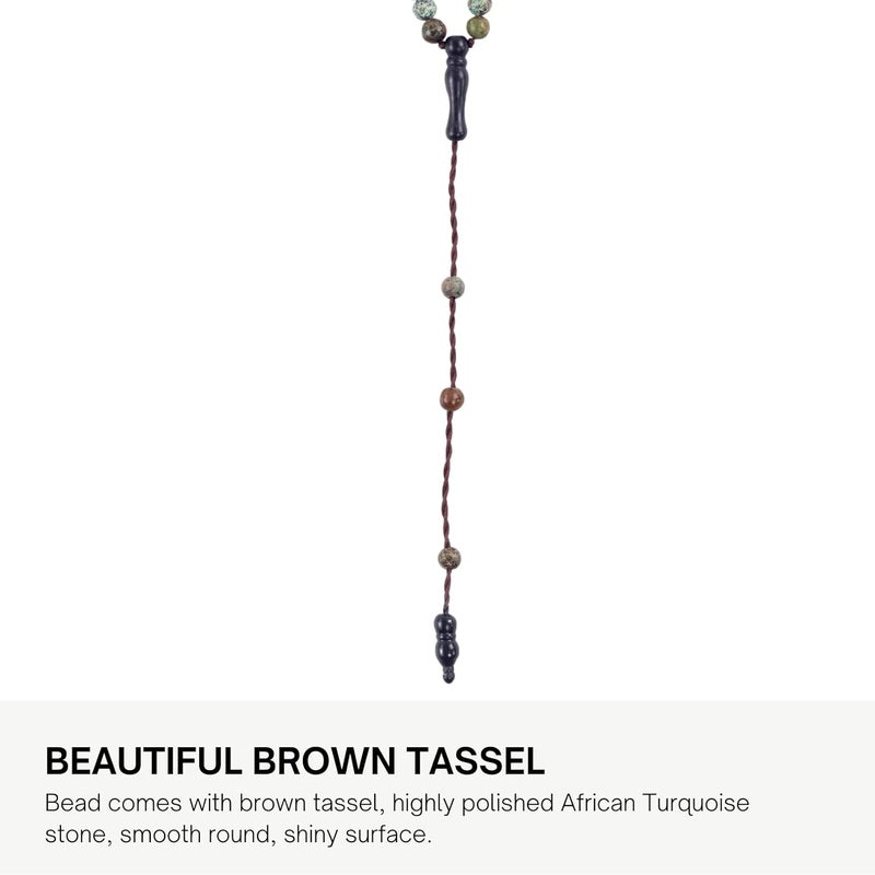 AzanClk Tasbih Premium Muslim Prayer Beads Made with Natural Stone Beads for Daily Misbaha and Meditation (4mm (99 Beads), African Turquoise, Sky Blue) - Image 3