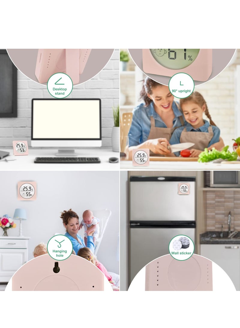 SOLARAE Digital Hygrometer Indoor Thermometer, Mini Room Thermometer and Humidity Gauge with Temperature Humidity Monitor for Home Bedroom Baby Room Office Greenhouse Pink - Image 4