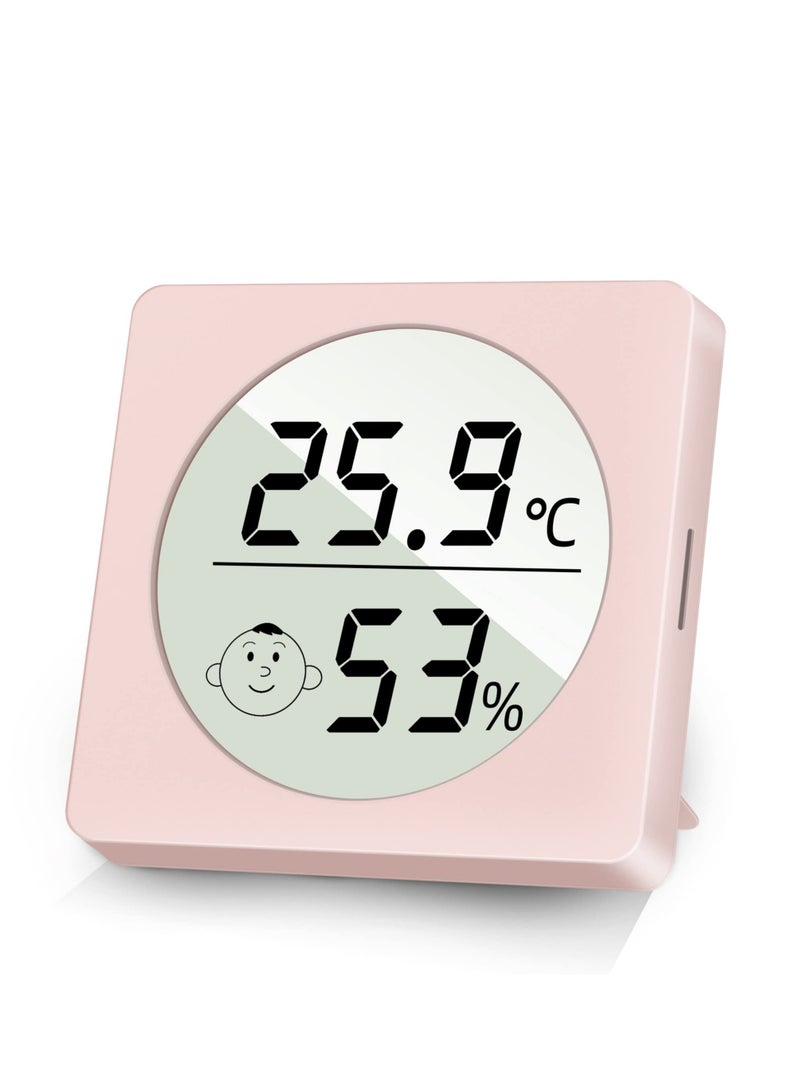 SOLARAE Digital Hygrometer Indoor Thermometer, Mini Room Thermometer and Humidity Gauge with Temperature Humidity Monitor for Home Bedroom Baby Room Office Greenhouse Pink - Image 1