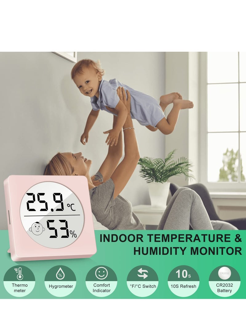 SOLARAE Digital Hygrometer Indoor Thermometer, Mini Room Thermometer and Humidity Gauge with Temperature Humidity Monitor for Home Bedroom Baby Room Office Greenhouse Pink - Image 2