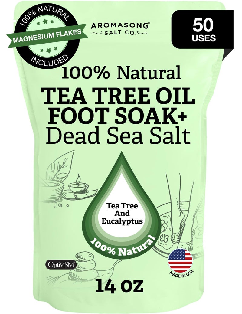 Aromasong Tea Tree Foot Soak with Magnesium Flakes and Dead Sea Foot Soaking Salts - Pedicure Tea Tree oil foot Soak for Dry Cracked Feet-Athlete's Callus Remover- Eliminates Odor- Packaging may vary - Image 1