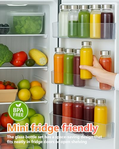 Zukro 12 oz Glass Juice Bottles with Lids & Straw, Airtight & Leak proof, Reusable Clear Small Bottle With Stainless Steel Cap for Juicing, Water, Smoothie & Milk, Dishwasher Safe & BPA Free, 4 Pack - Image 5