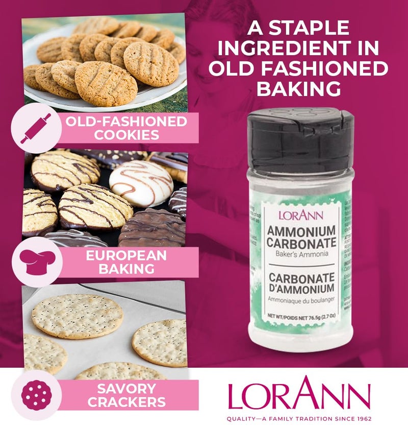 LorAnn Oils LorAnn Oils Baker's Ammonia (Ammonium Carbonate) - Ideal for Springerle & Thin, Crispy Cookies, Perfect with Wooden Cookie Molds, Hirschhornsalz Hartshorn Ammonium Carbonate For Baking - 2.7oz  - Image 4
