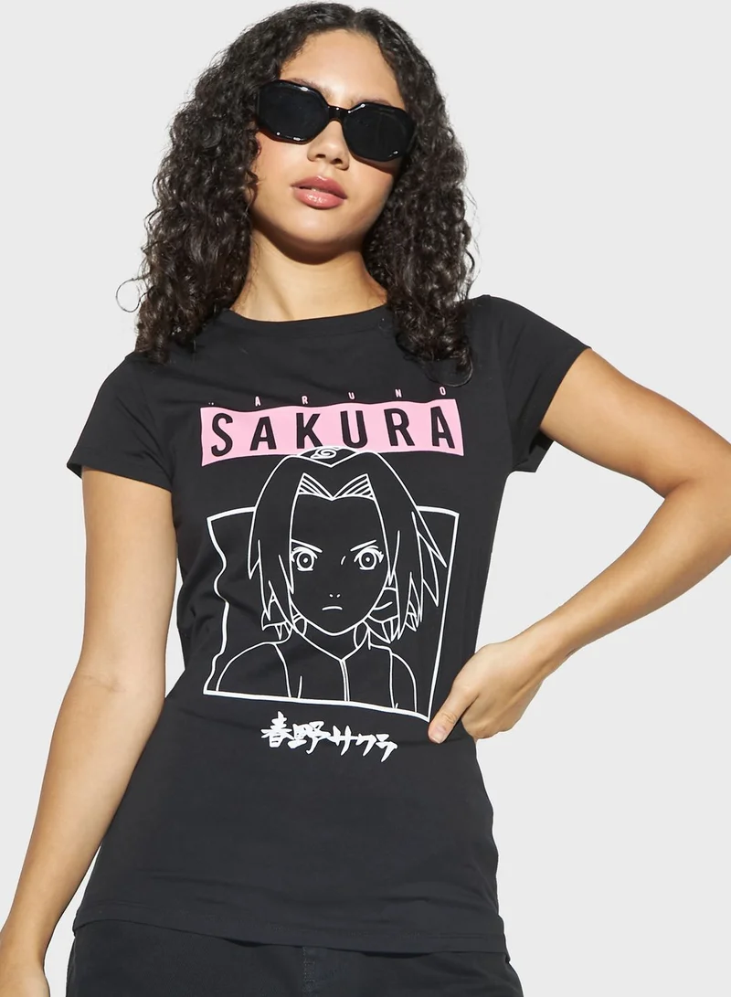 اس بي كاركترز Printed Crew Neck T-Shirt