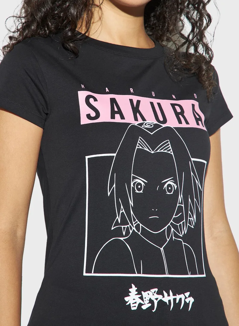اس بي كاركترز Printed Crew Neck T-Shirt