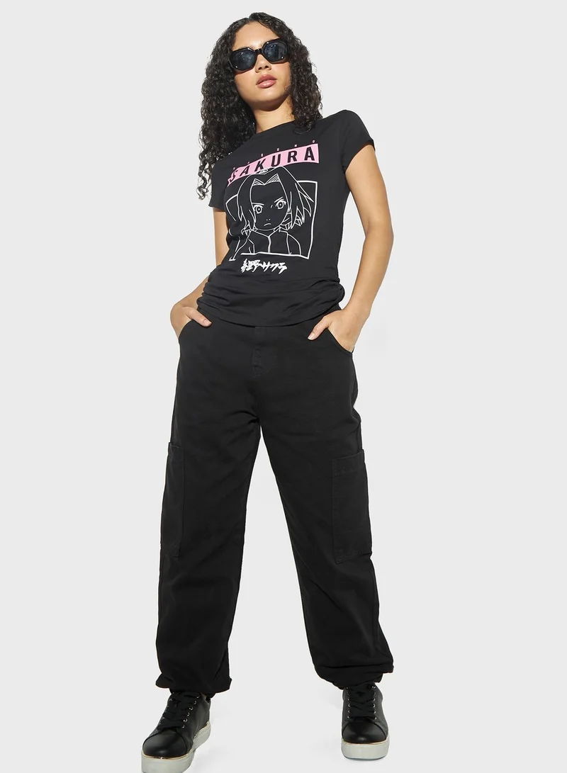 اس بي كاركترز Printed Crew Neck T-Shirt