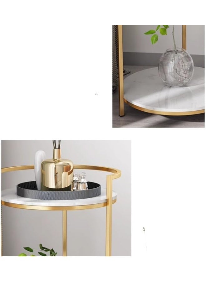 YINZUO Modern Marble Coffee Side Table with Metal Frame and Welding Joint, No Assembly Required, Elegant Tea Table for Living Room and Bedroom (Design 1) - Image 4